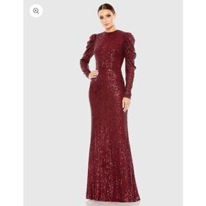 IEENA for Mac Duggal Wine Sequin Gown Style 26692 Size 12 NWT